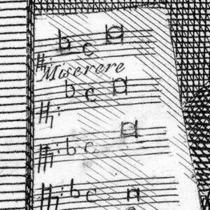 Zoomed image of the score Allegri holds in his portrait